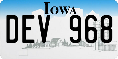 IA license plate DEV968