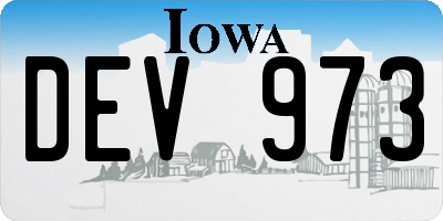 IA license plate DEV973