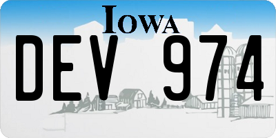 IA license plate DEV974