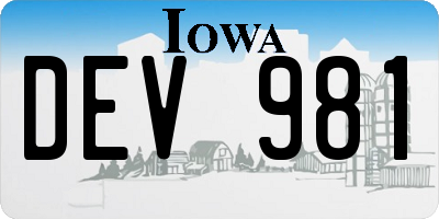 IA license plate DEV981