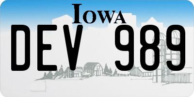 IA license plate DEV989
