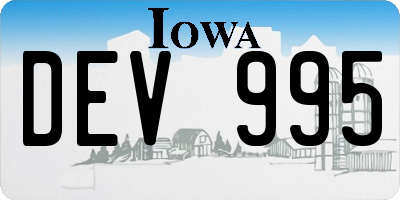 IA license plate DEV995
