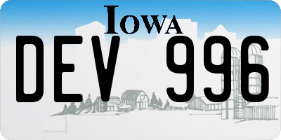 IA license plate DEV996