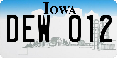 IA license plate DEW012