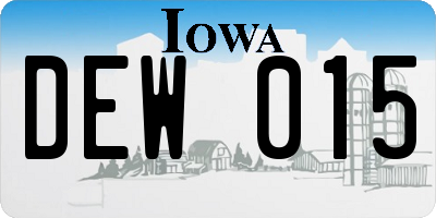 IA license plate DEW015