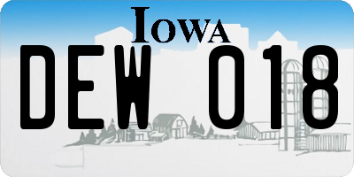 IA license plate DEW018