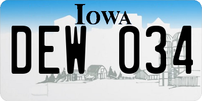 IA license plate DEW034