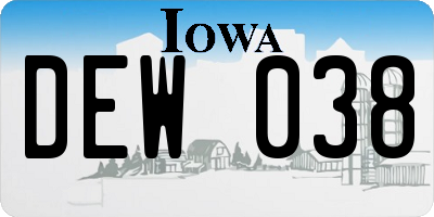 IA license plate DEW038