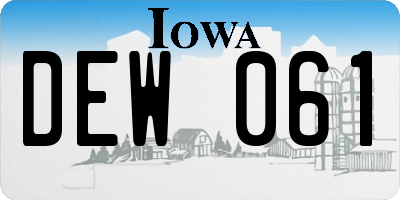 IA license plate DEW061