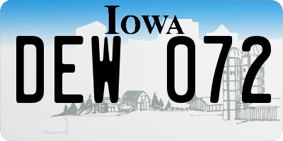 IA license plate DEW072