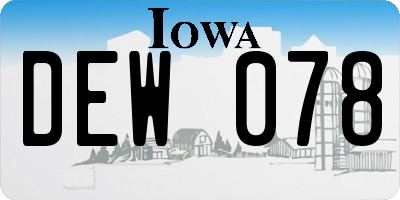 IA license plate DEW078