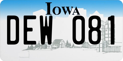 IA license plate DEW081