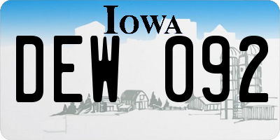 IA license plate DEW092