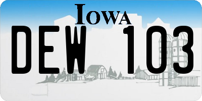 IA license plate DEW103