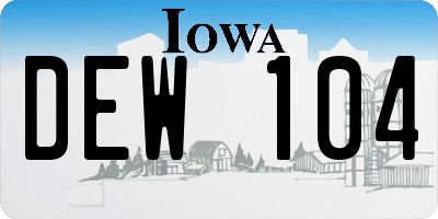 IA license plate DEW104