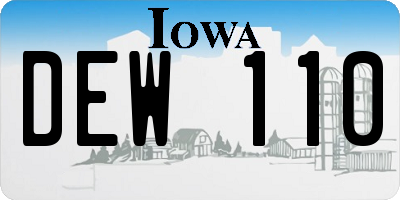 IA license plate DEW110