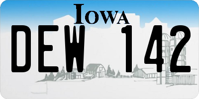 IA license plate DEW142