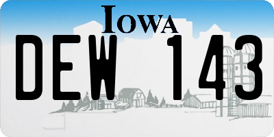 IA license plate DEW143