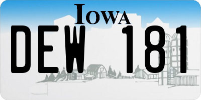 IA license plate DEW181