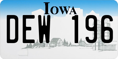IA license plate DEW196