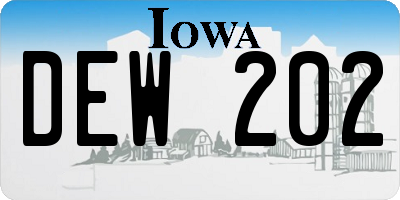 IA license plate DEW202