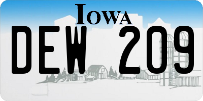 IA license plate DEW209