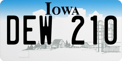 IA license plate DEW210