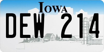 IA license plate DEW214