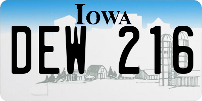 IA license plate DEW216