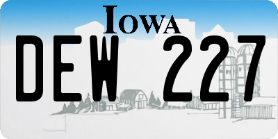 IA license plate DEW227