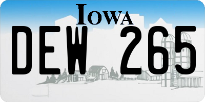 IA license plate DEW265