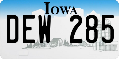 IA license plate DEW285