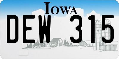 IA license plate DEW315