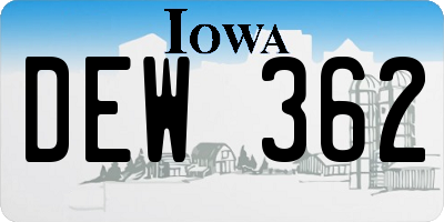 IA license plate DEW362