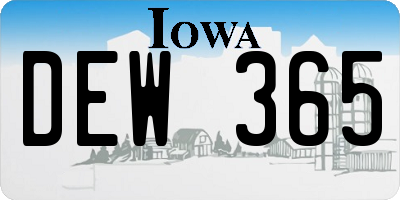 IA license plate DEW365