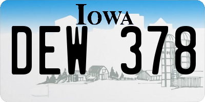 IA license plate DEW378