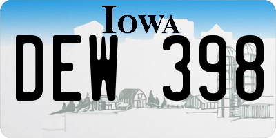 IA license plate DEW398