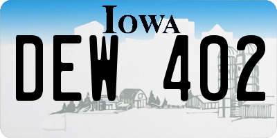 IA license plate DEW402