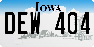 IA license plate DEW404