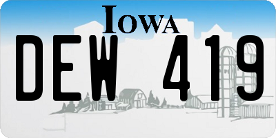 IA license plate DEW419