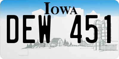 IA license plate DEW451