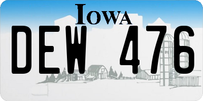 IA license plate DEW476