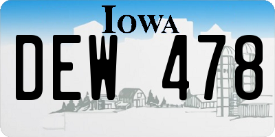 IA license plate DEW478