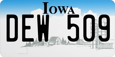 IA license plate DEW509