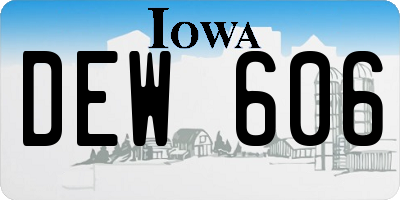 IA license plate DEW606
