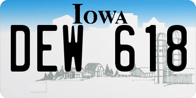 IA license plate DEW618