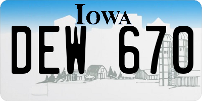 IA license plate DEW670