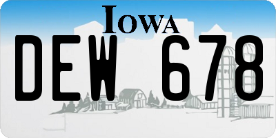 IA license plate DEW678