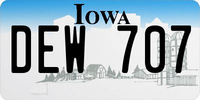 IA license plate DEW707