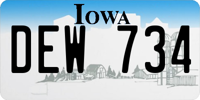 IA license plate DEW734